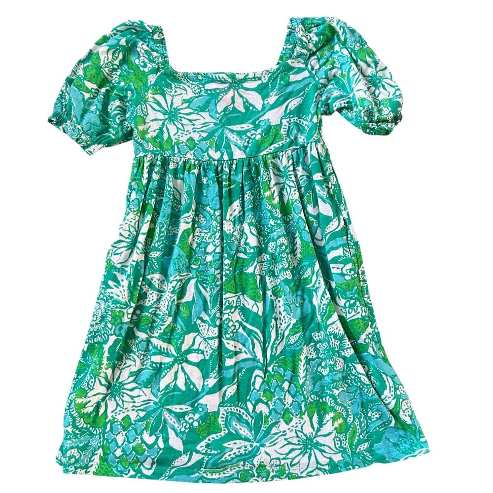 Lilly Pulitzer Botanical Green Sangria Safari Mini Delaney Dress BABYDOLL M 6 7